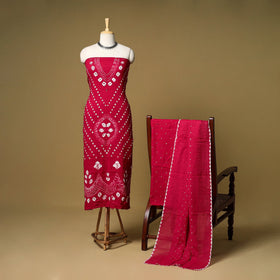 3pc kutch tie-dye satin cotton unstitched bandhani dress