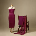 Purple 3pc Linen Silk Handloom Plain Dress Material
