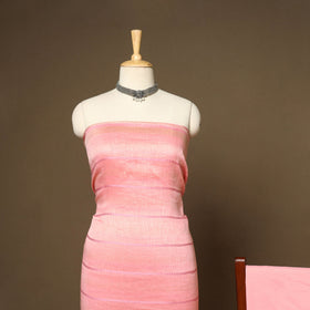 Pink - 3pc linen silk handloom unstitched plain dress