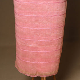 Pink - 3pc linen silk handloom unstitched plain dress