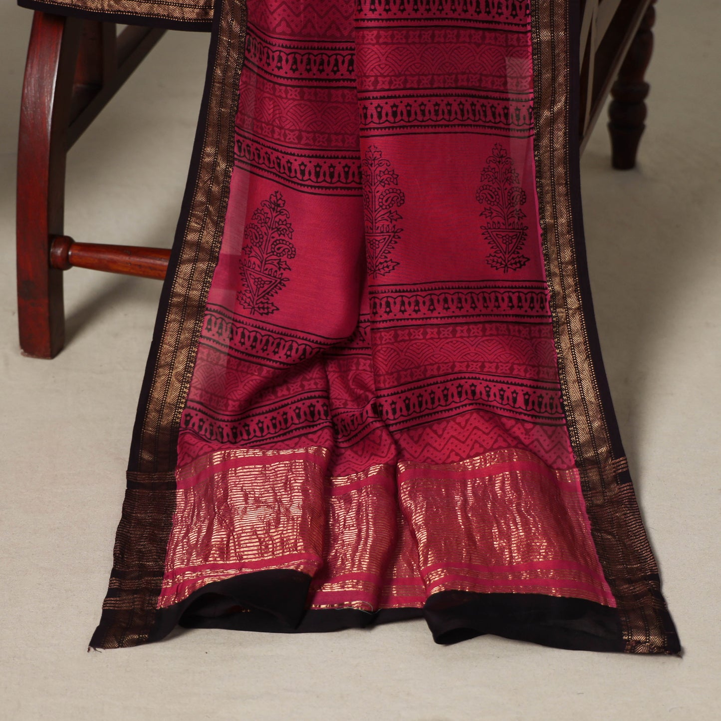 Pink - 3pc maheshwari silk unstitched bagh dress material