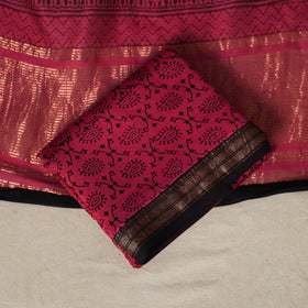 Pink - 3pc maheshwari silk unstitched bagh dress material