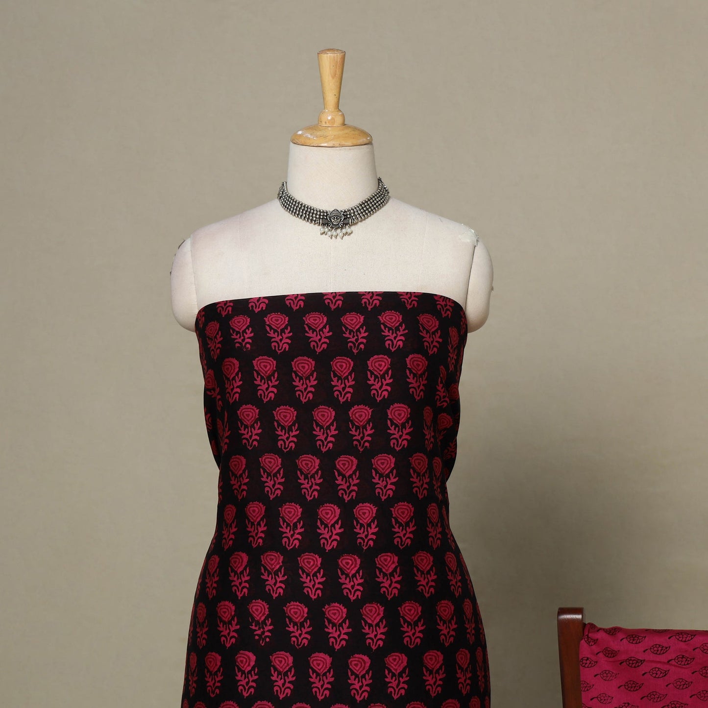 Pink - 3pc maheshwari silk unstitched bagh dress material