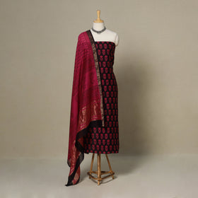 Pink - 3pc maheshwari silk unstitched bagh dress material