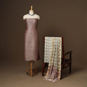 3pc maheshwari silk unstitched hand sanganeri dress