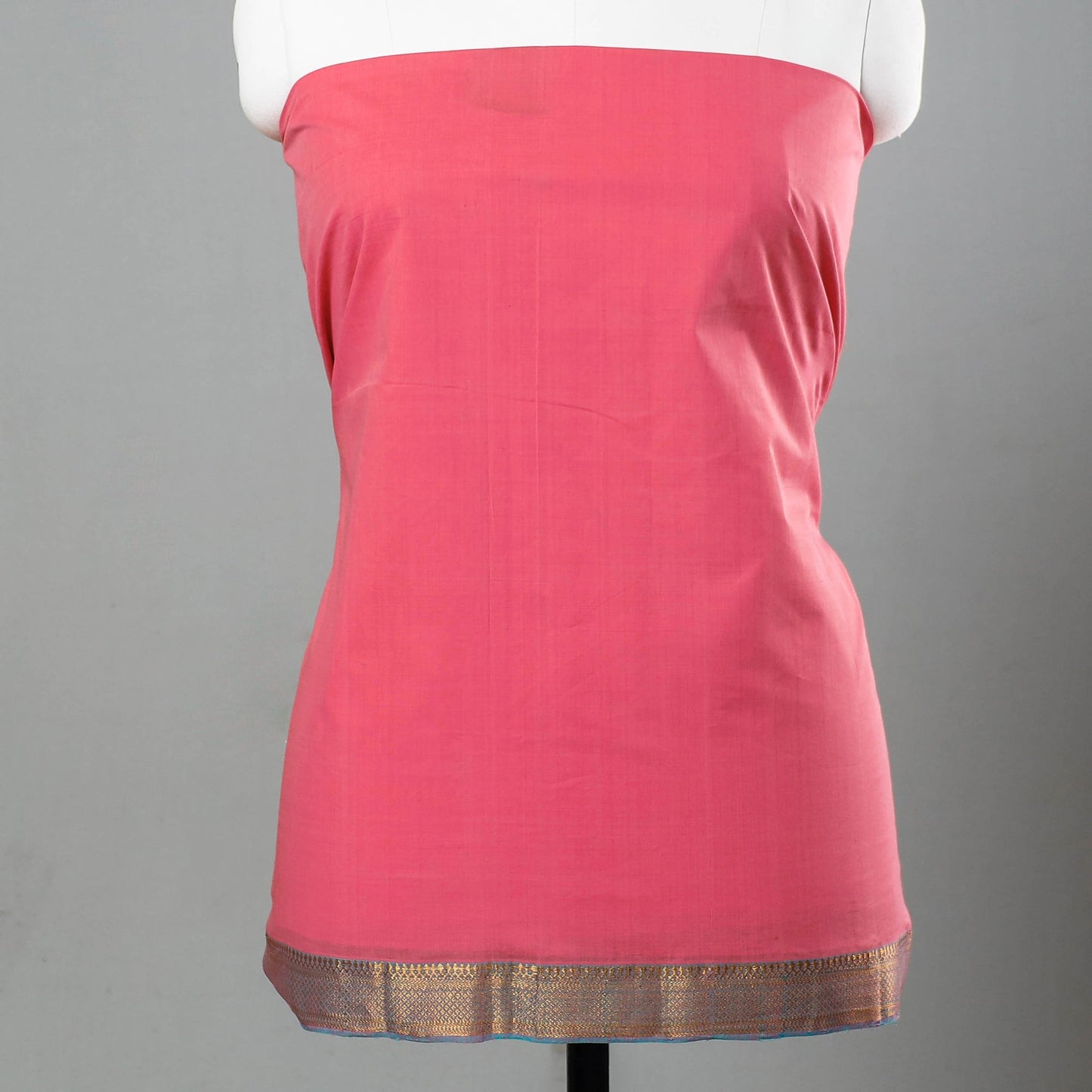  3pc Mangalagiri Handloom Cotton Suit Material Set with Zari Border 