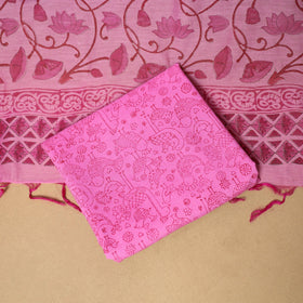 3pc mul chanderi handloom unstitched sanganeri dress