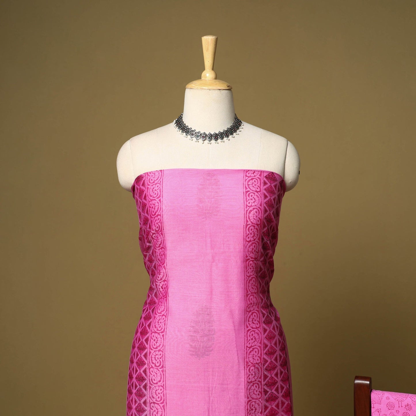 3pc mul chanderi handloom unstitched sanganeri dress