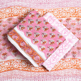 Buy Pink 3pc Sanganeri Block Print Cotton Dress Material