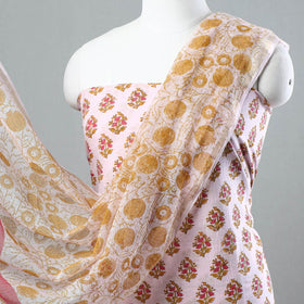 Buy 3pc Sanganeri Block Printed Cotton Suit Material with Kota Doria Dupatta 10 Onine at iTokri.com