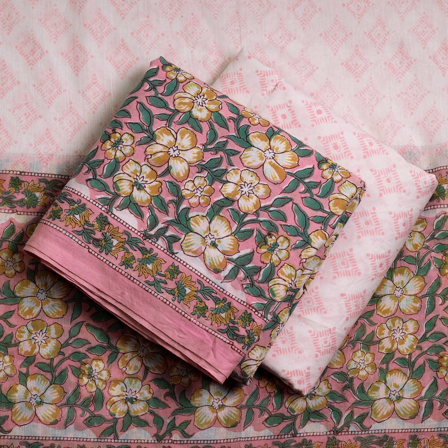 Buy 3pc Sanganeri Block Printed Cotton Suit Material Set Onine l iTokri.com
