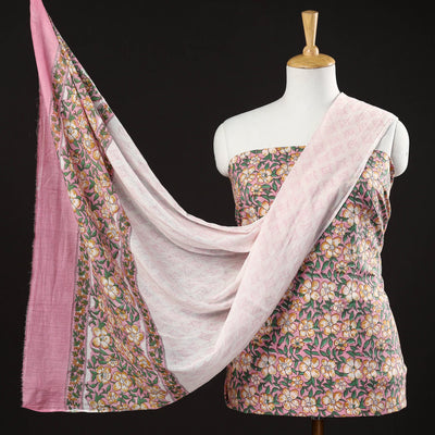 Buy 3pc Sanganeri Block Printed Cotton Suit Material Set Onine l iTokri.com