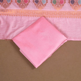 Pink - 3pc silk cotton meena weaving unstitched banarasi