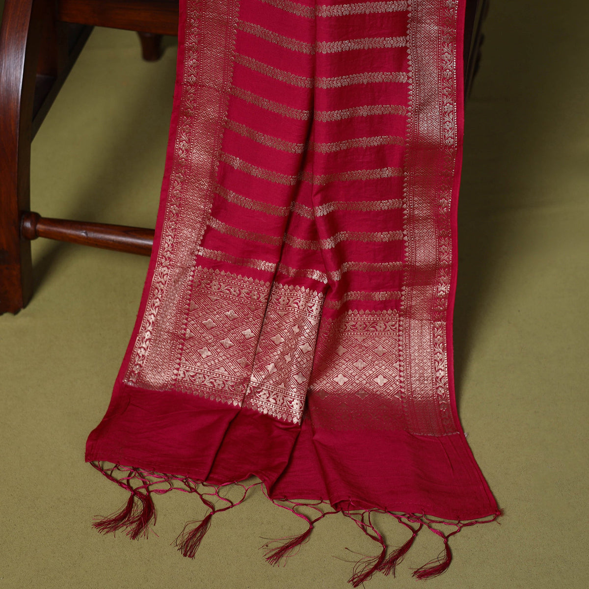 Pink - 3pc tanchoi silk cotton unstitched banarasi dress