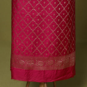 Pink - 3pc tanchoi silk cotton unstitched banarasi dress