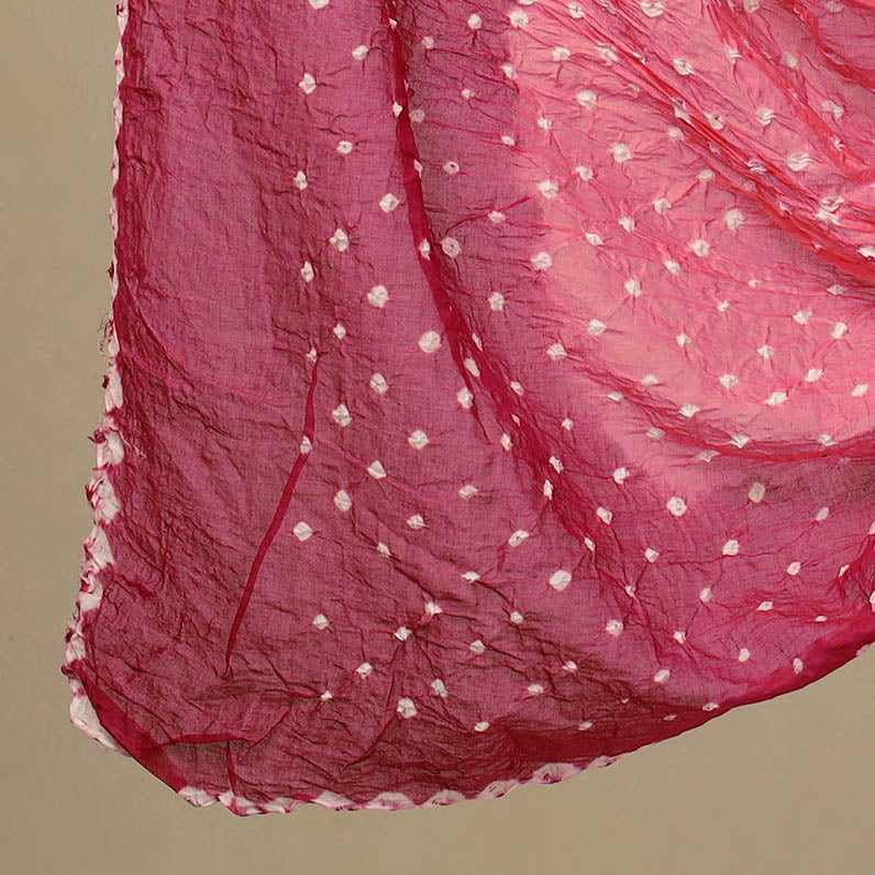 Pink 3pc Tie & Dye Satin Cotton Bandhani Dress Material