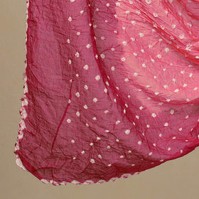 Pink 3pc Tie & Dye Satin Cotton Bandhani Dress Material