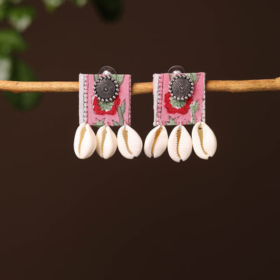 Pink - alina handcrafted gs & shell work fabart earrings