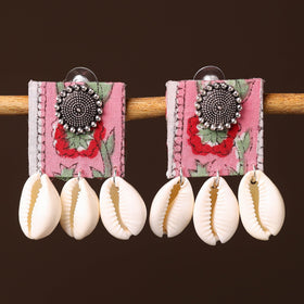 Pink - alina handcrafted gs & shell work fabart earrings