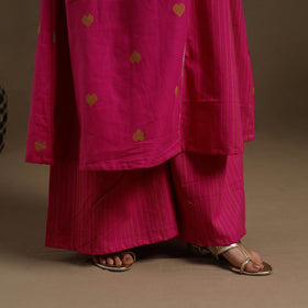Angrakha Cotton Gota Work Pink Jacquard Kurta with Palazzo Set