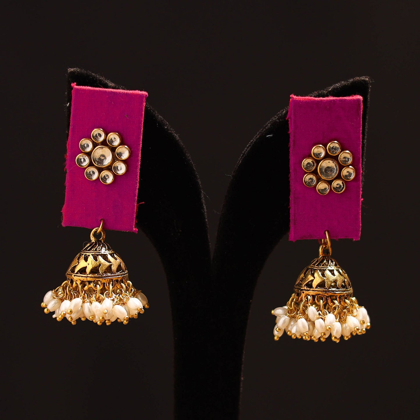 Anvika Stone Work Fabart GS Jhumka Earrings 