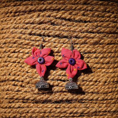 Pink - arushi handcrafted gs fabart phool kali earrings