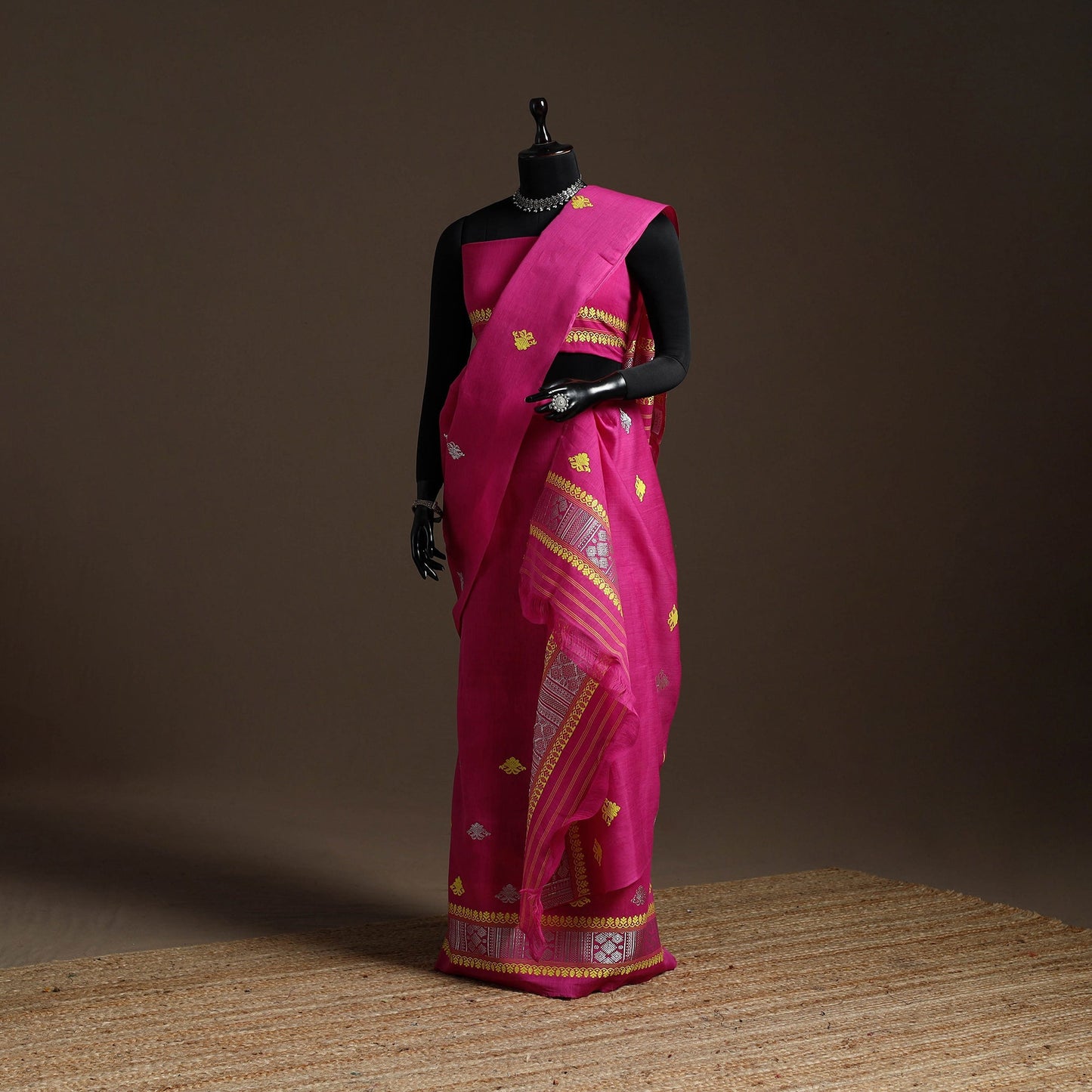 White - assam handloom silk cotton mekhela chador