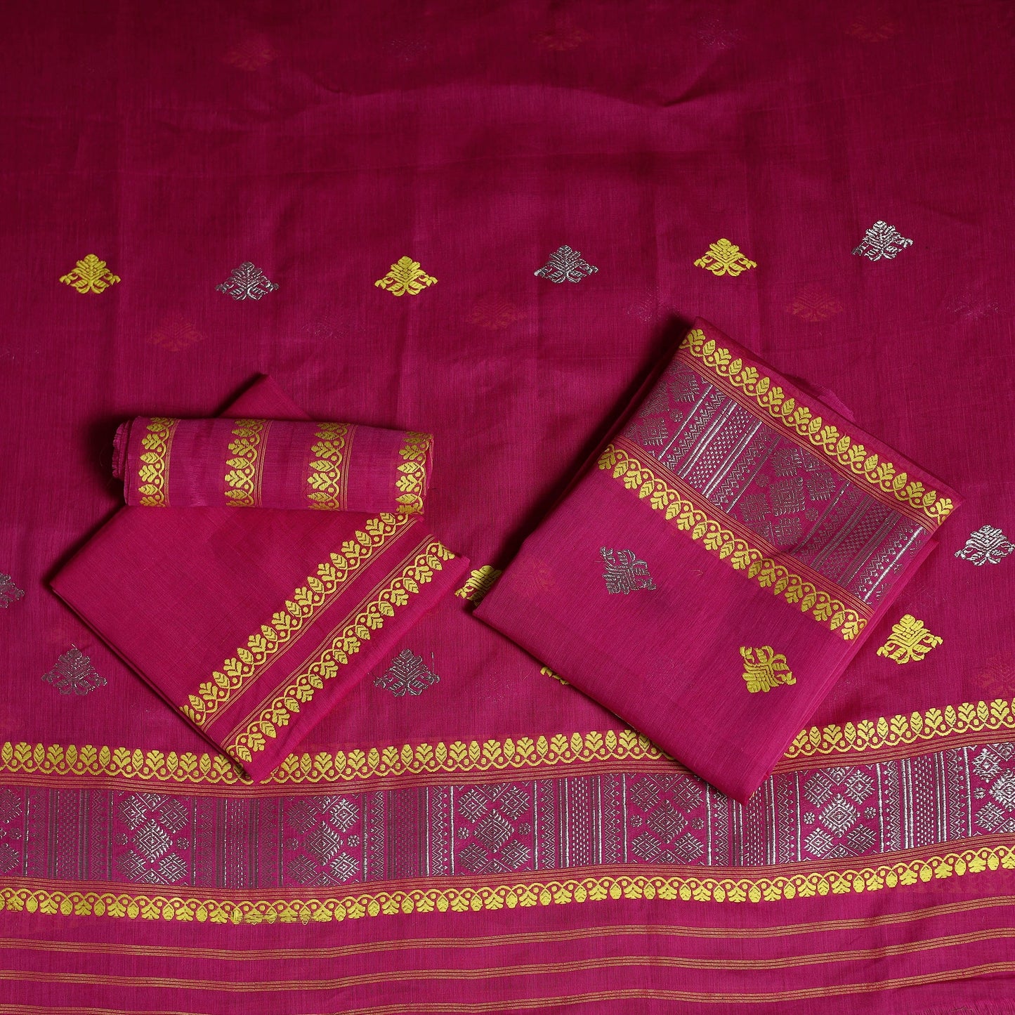 White - assam handloom silk cotton mekhela chador