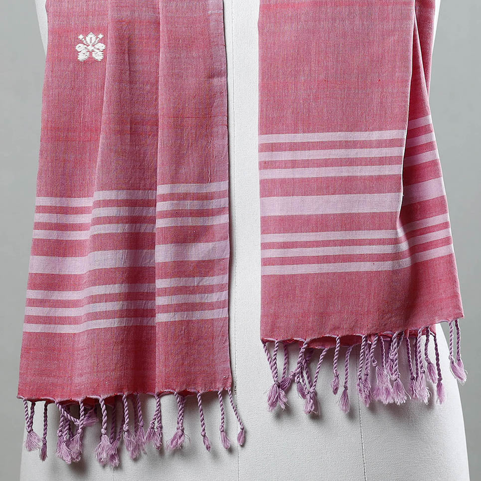 Buy Assam Weave Handloom Cotton Thread Motifs Stole with Tassels Online at iTokri.com