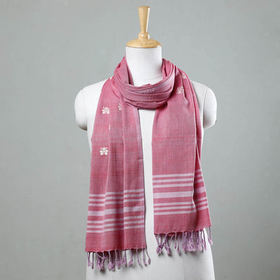 Buy Assam Weave Handloom Cotton Thread Motifs Stole with Tassels Online at iTokri.com