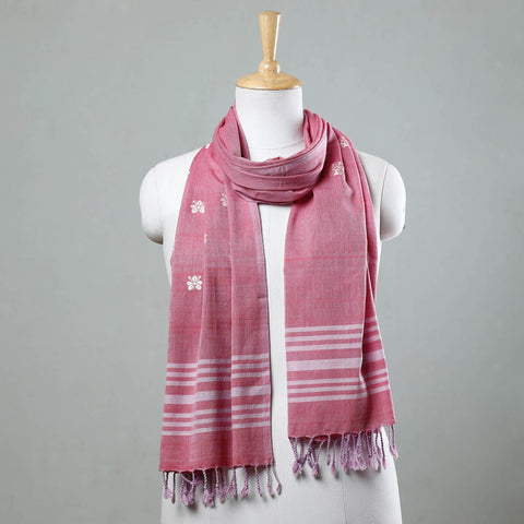 Buy Assam Weave Handloom Cotton Thread Motifs Stole with Tassels Online at iTokri.com