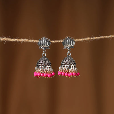 Ayaana German Silver Beaded Jhumki Earrings