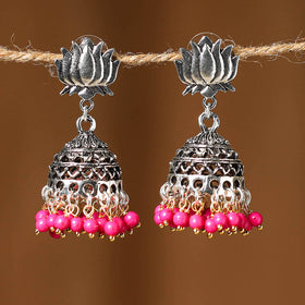 Ayaana German Silver Beaded Jhumki Earrings