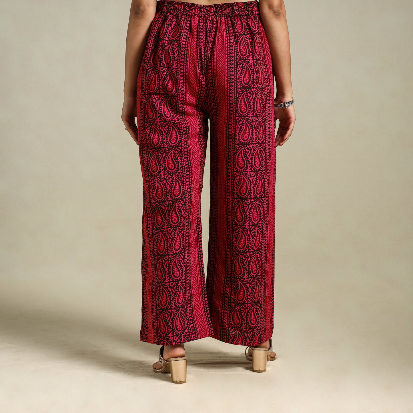 Pink Bagh Block Print Natural Dyed Cotton Palazzo