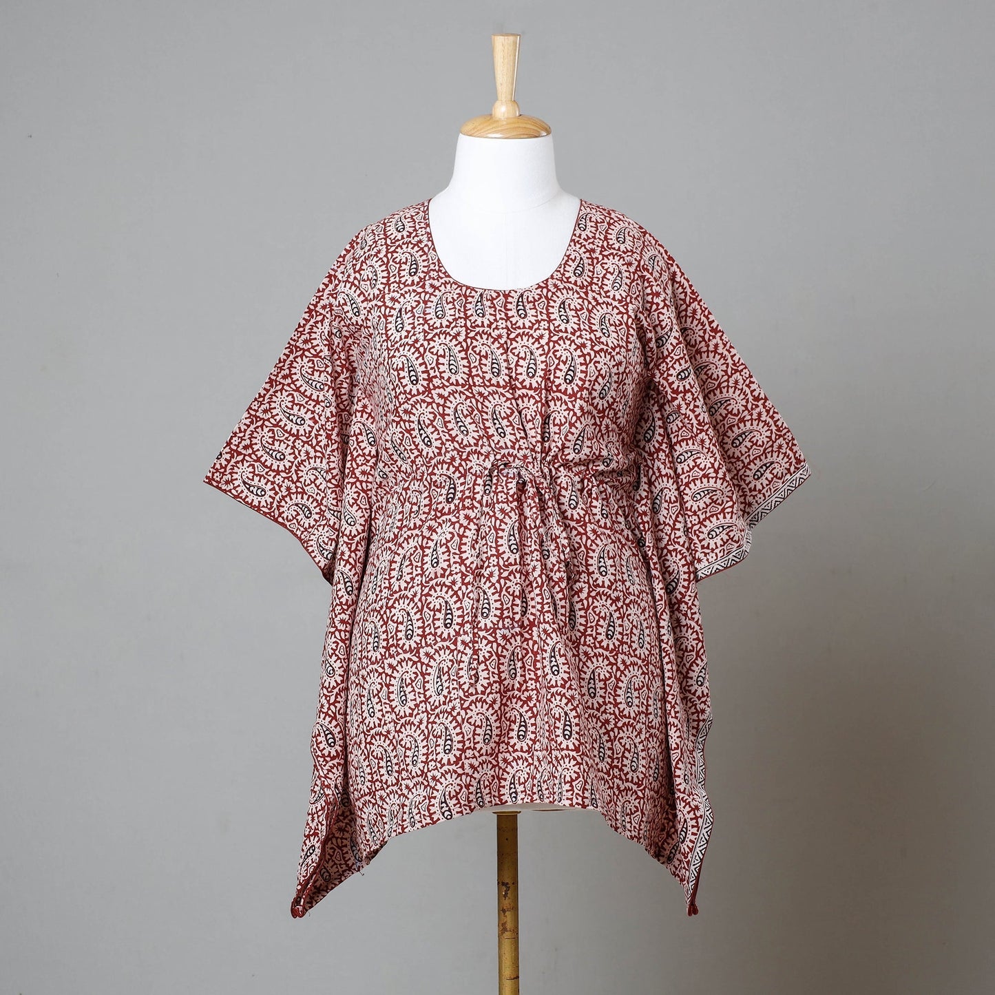  Bagh Block Printed Cotton Kaftan with Tie-Up Waist 