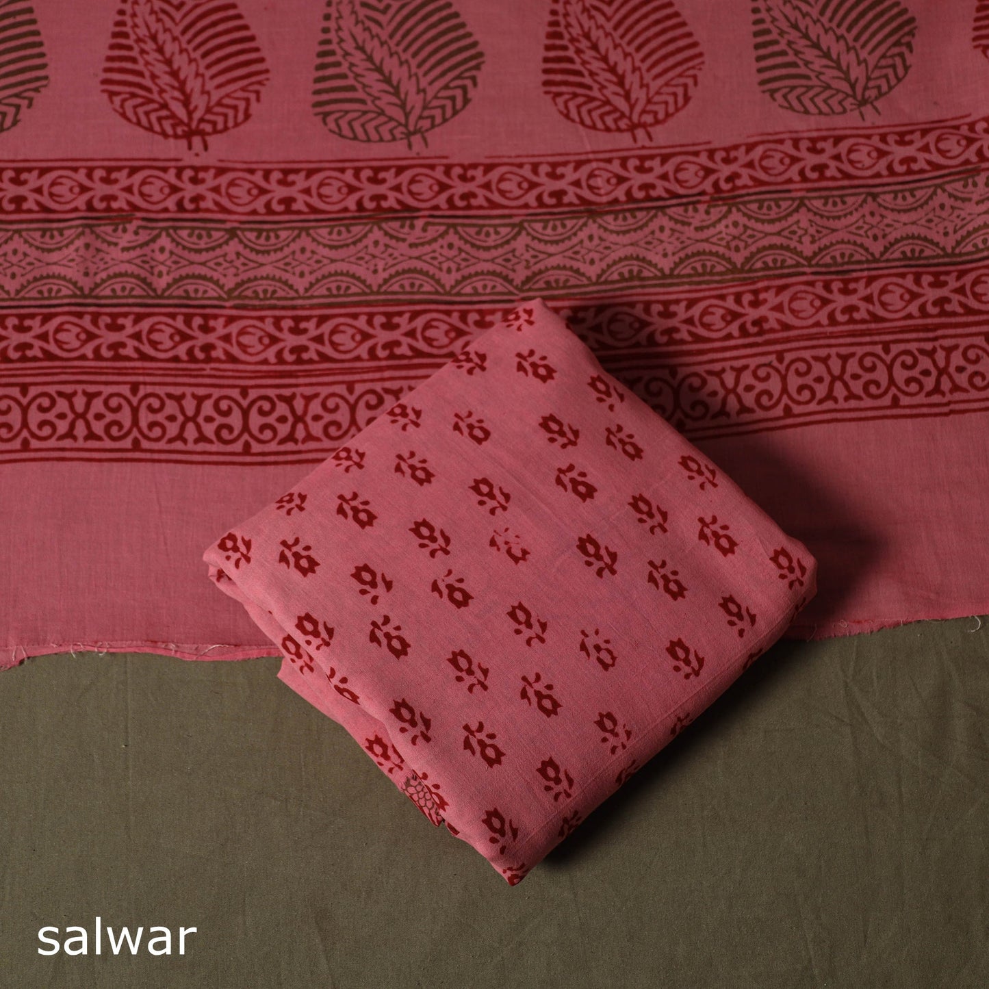 Bagh hand block print natural dyed cotton 3pc unstitched