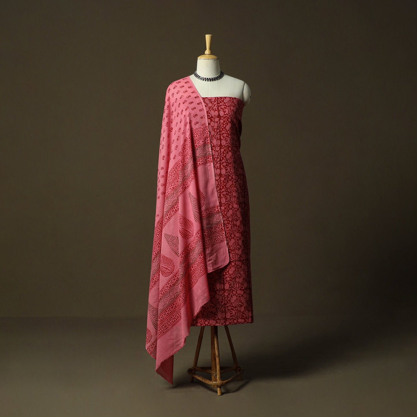 Bagh hand block print natural dyed cotton 3pc unstitched