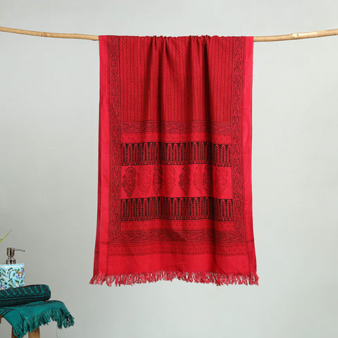 Pink Bagh Hand Block Print Cotton Handloom Towel