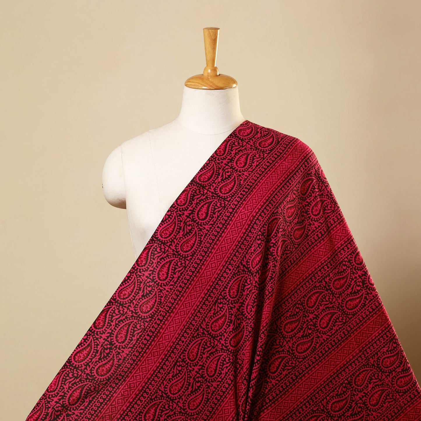 Pink Bagh Hand Block Print Natural Dyed Cotton Fabric