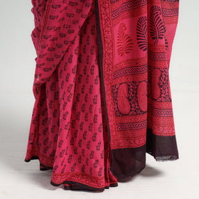 Pink Bagh Hand Block Printed Natural Dyed Cotton Saree