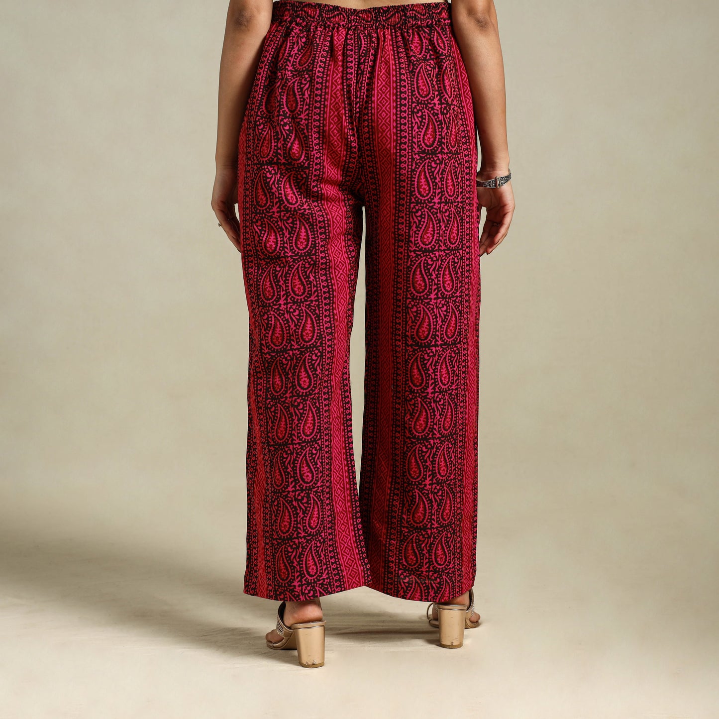 Pink Bagh Block Print Natural Dyed Cotton Palazzo