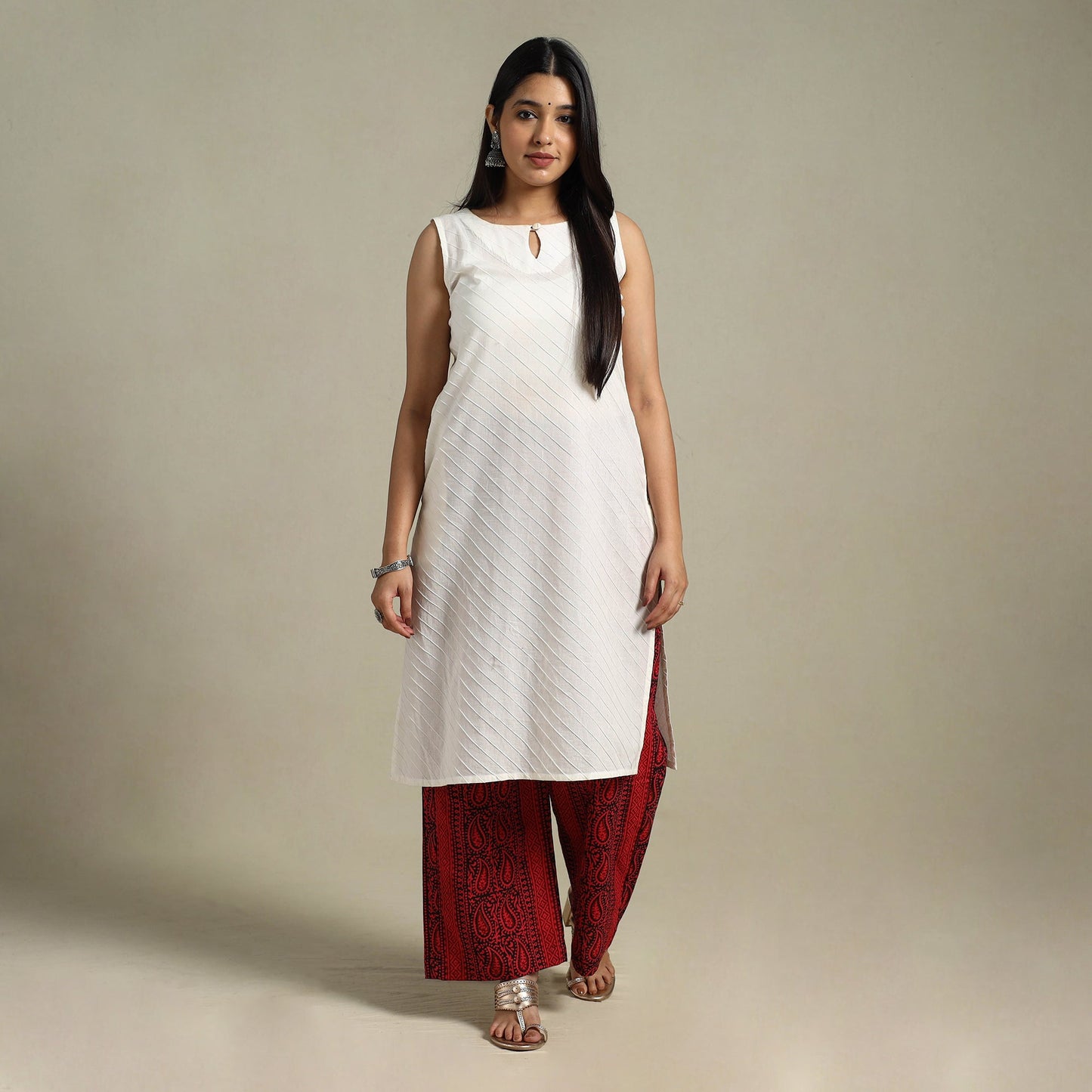 Pink Bagh Block Print Natural Dyed Cotton Palazzo