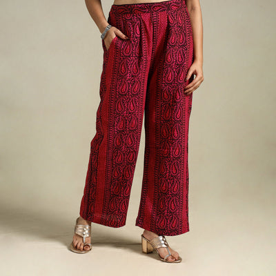 Pink Bagh Block Print Natural Dyed Cotton Palazzo