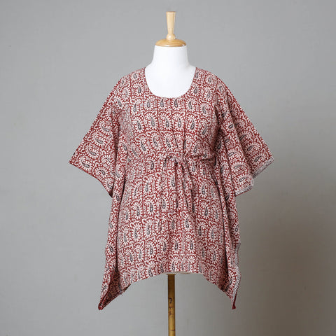  Bagh Block Printed Cotton Kaftan with Tie-Up Waist 