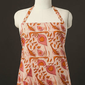 Pink - bagru cotton apron with pocket 14 - handcrafted