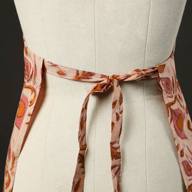 Pink - bagru cotton apron with pocket 14 - handcrafted