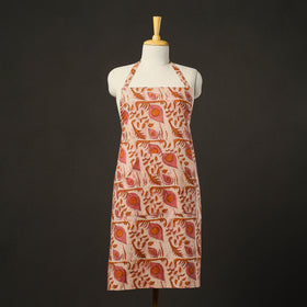 Pink - bagru cotton apron with pocket 14 - handcrafted