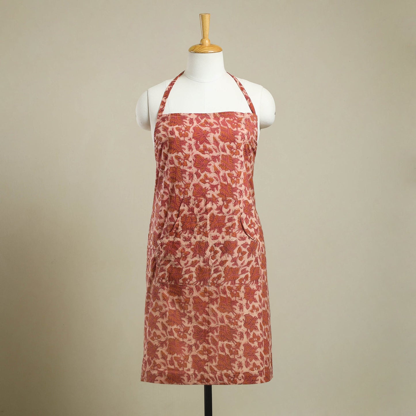 Buy Brown Bagru Block Print Cotton Apron with Pocket