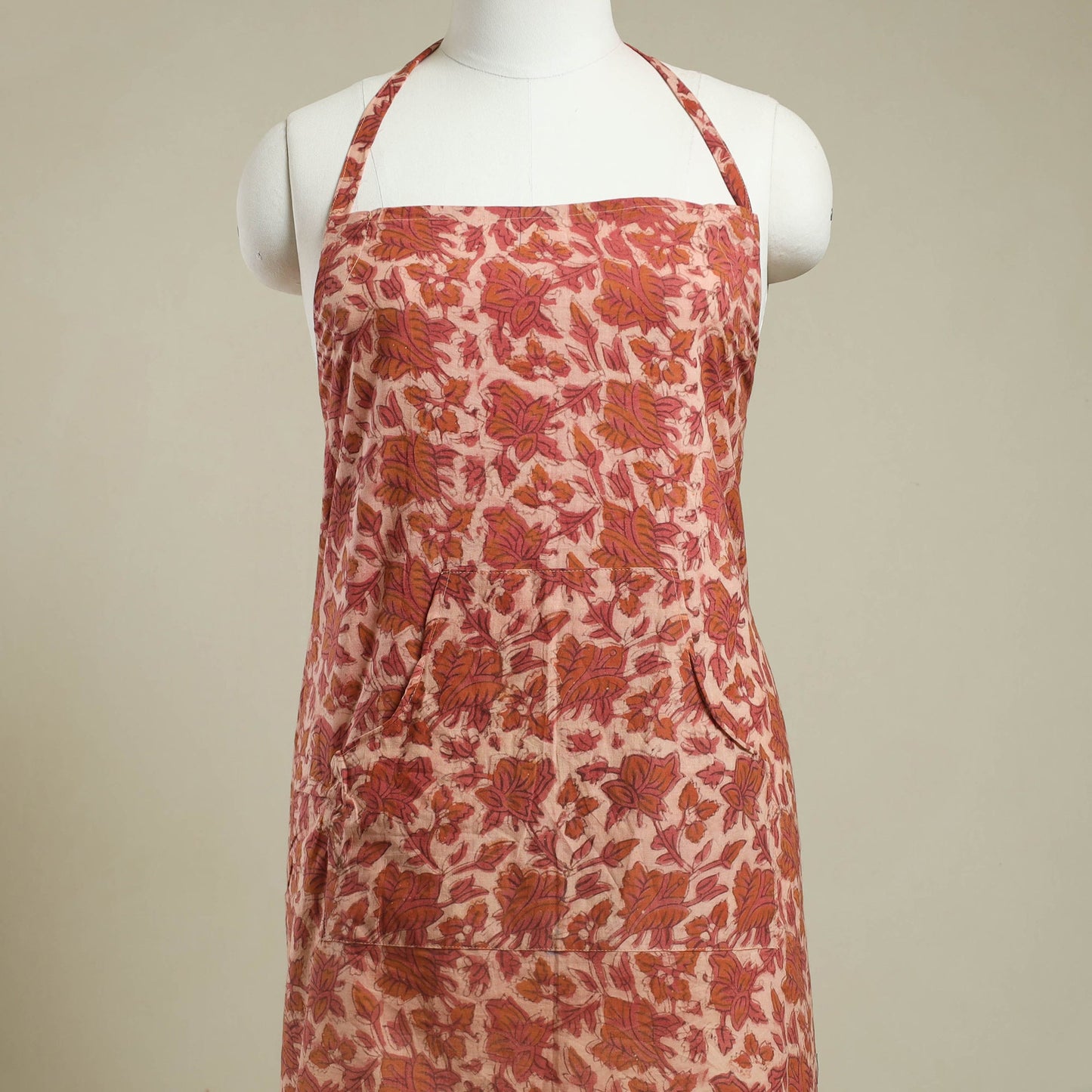Buy Brown Bagru Block Print Cotton Apron with Pocket