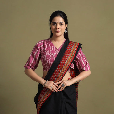 Buy Pink Bagru Dabu Block Print Cotton Stitched Blouse